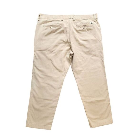 Lacoste Flat Front chino pants Light khaki 38x25.5 Cotton alligator Logo pockets - Picture 9 of 9